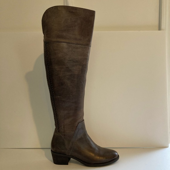 Vince Camuto “Bendra” Brown Distressed Over the Knee Leather Boot - Picture 4 of 12